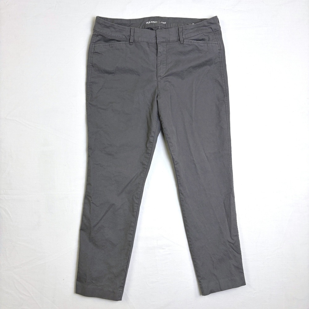 Old Navy Pixie Chino Pants Bundle Gray Black Mid Rise Ankle Slim Fit Size 10 Lot - Picture 2 of 16